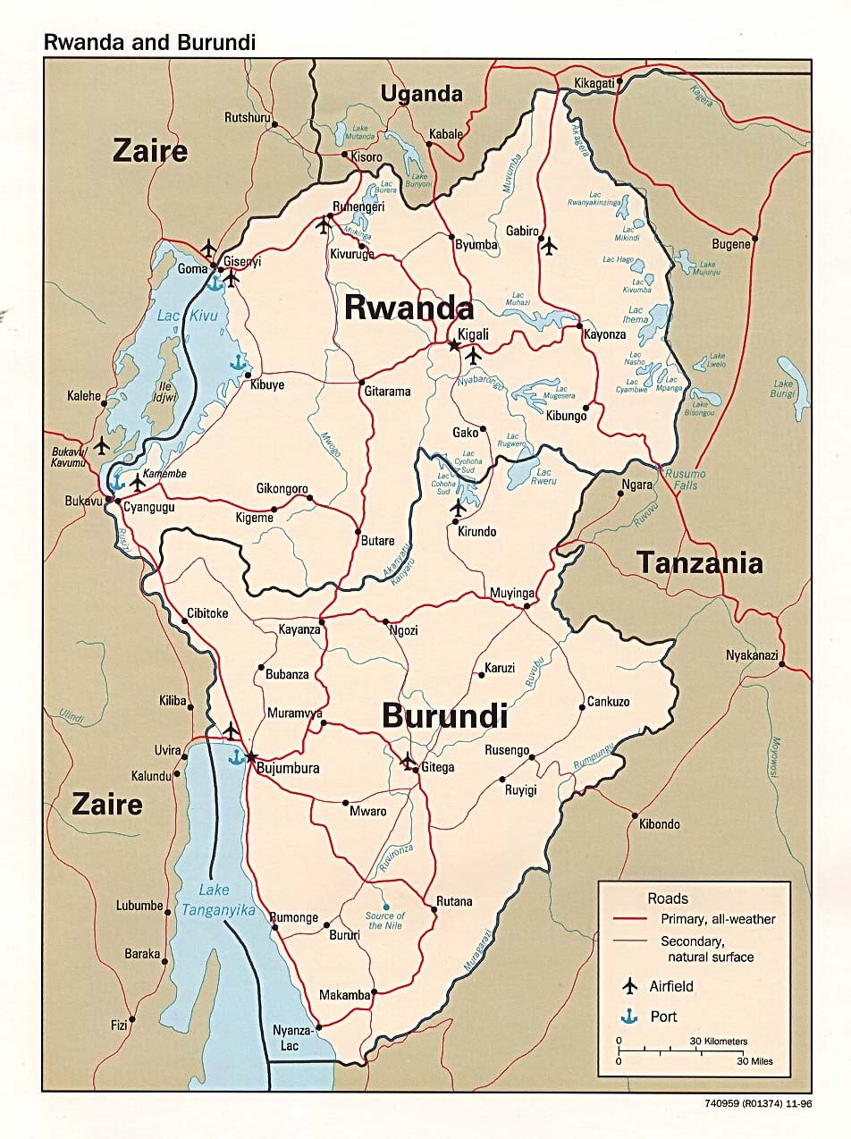 rwanda physikalisch karte