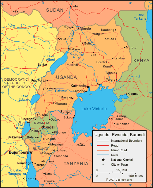 rwanda politisch karte