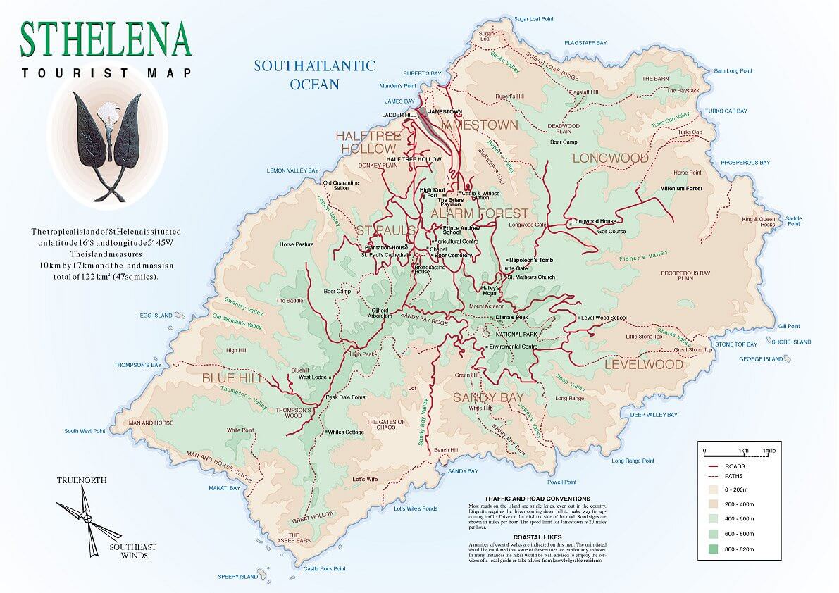 St Helena Tourist karte