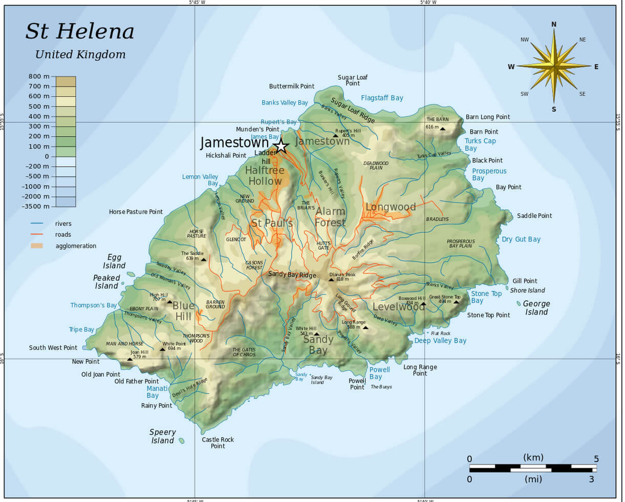 topographisch karte von saint helena