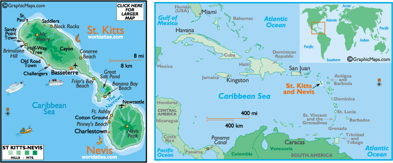 karte von Saint Kitts und Nevis