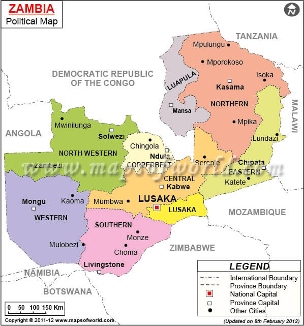 sambia politisch karte