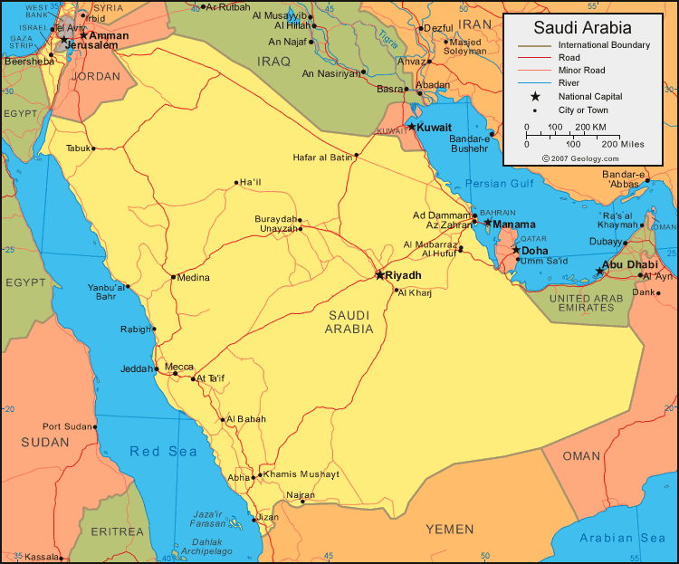 karte von Saudi arabischeien