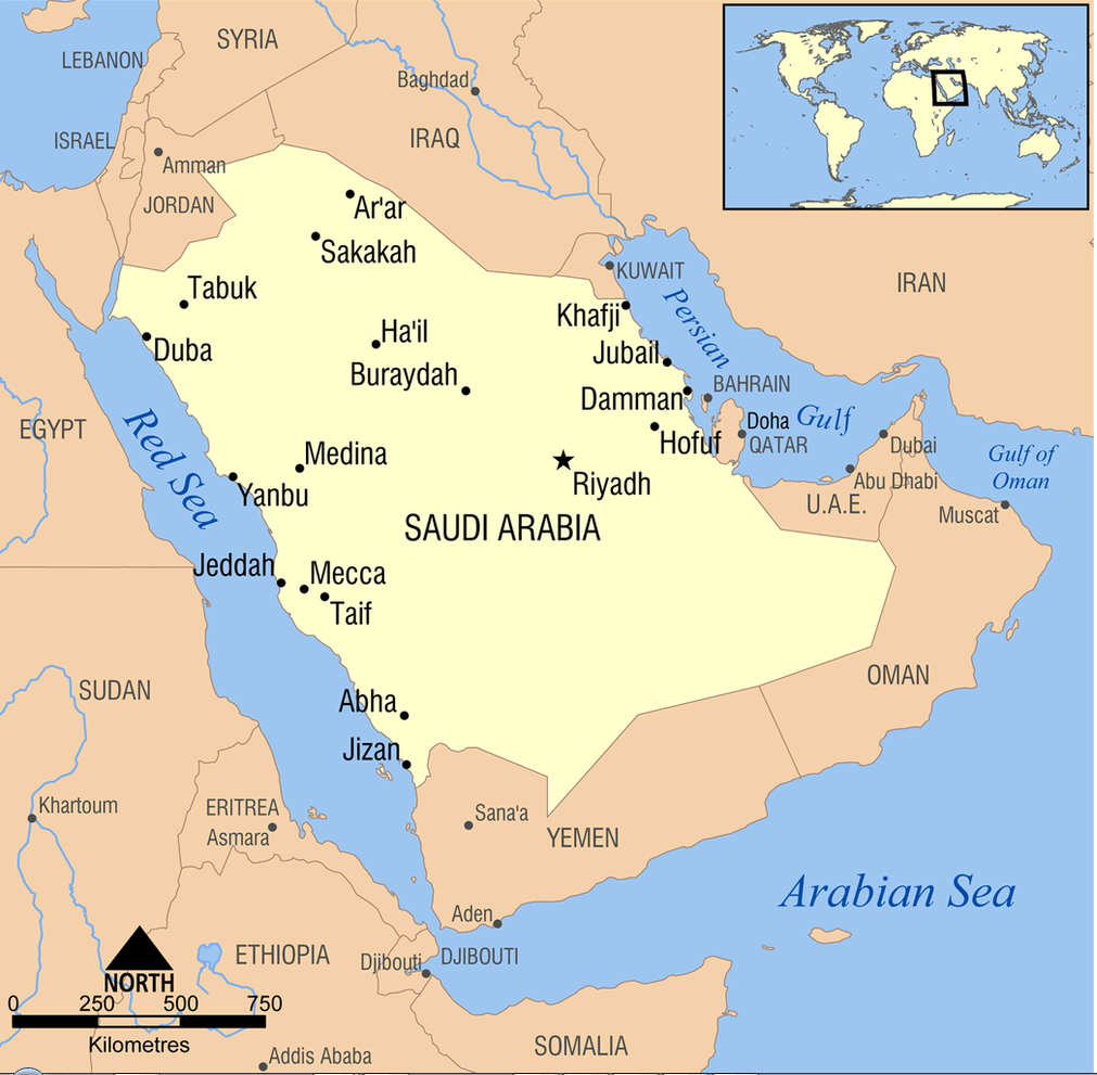 saudi arabischeien haupt stadte karte