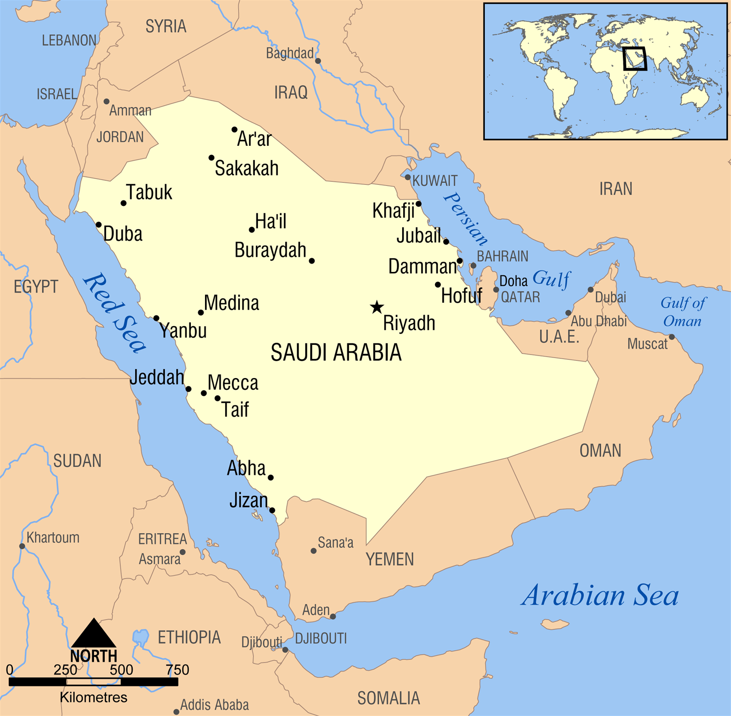 saudi arabischeien stadte karte