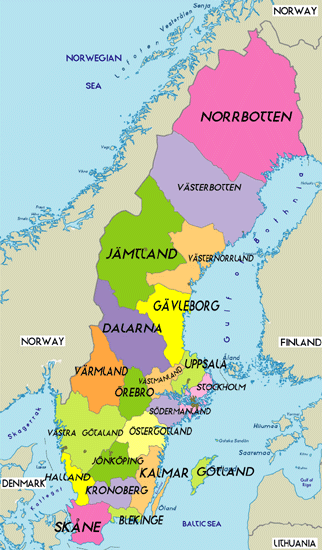 provinzen karte von schweden