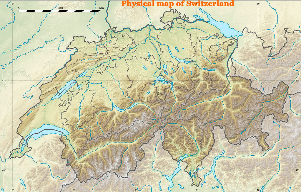 physikalisch karte von schweiz