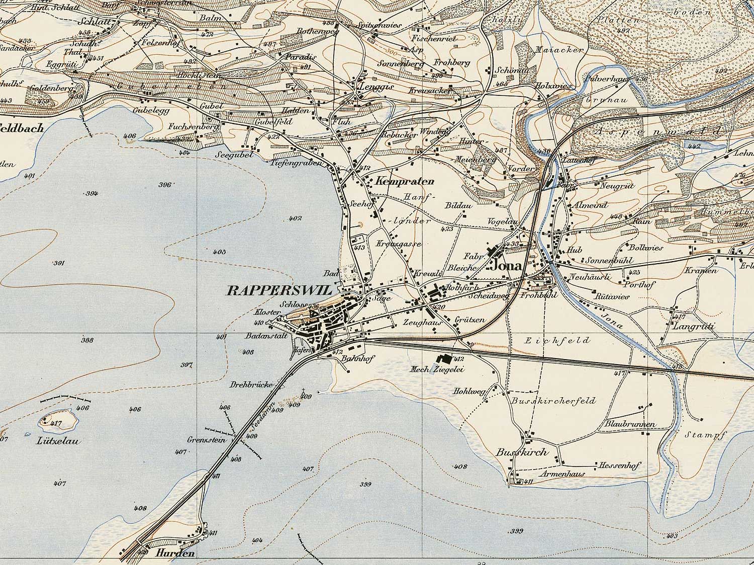 Rapperswil Jona 1882 karte