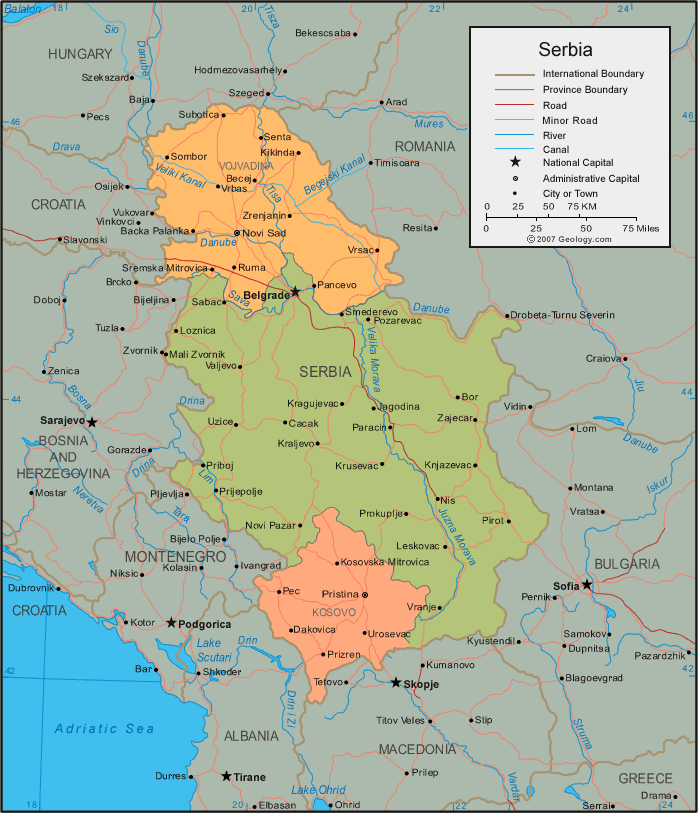 karte von serbien
