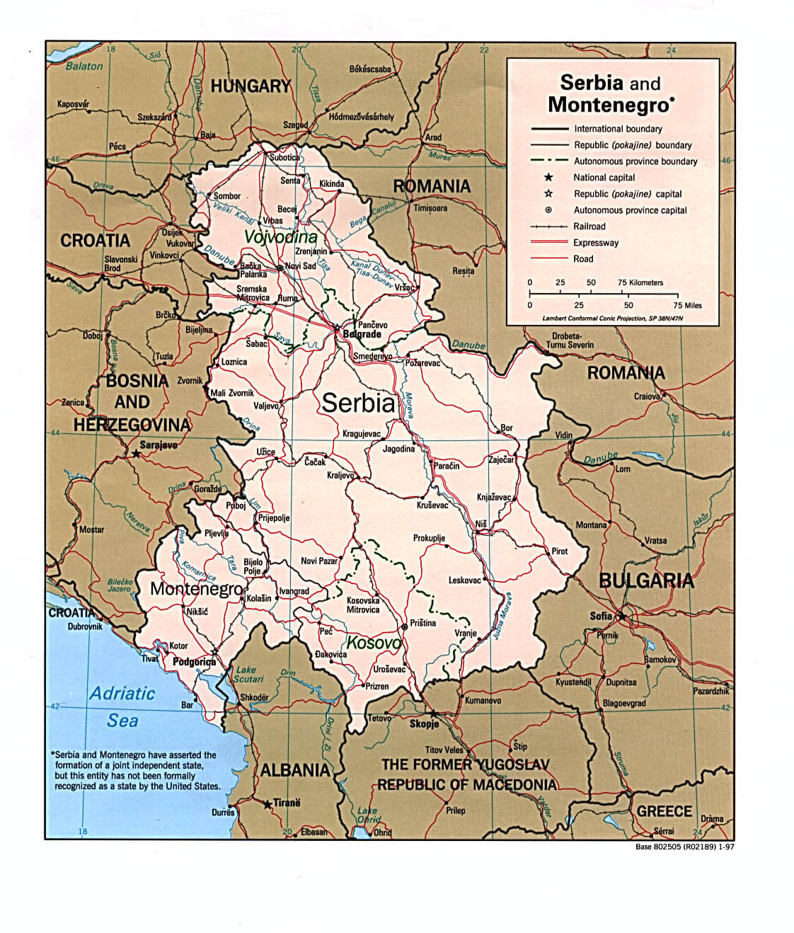 serbien montenegro politisch karte