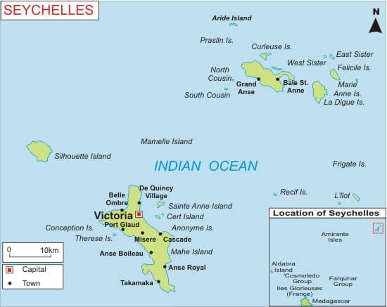 seychellen politisch karte