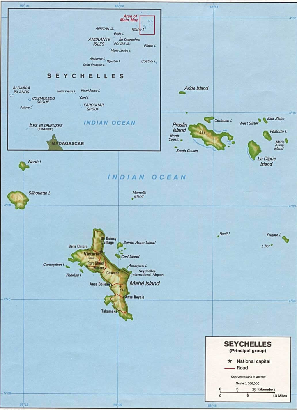 seychellen karte indienn ozean