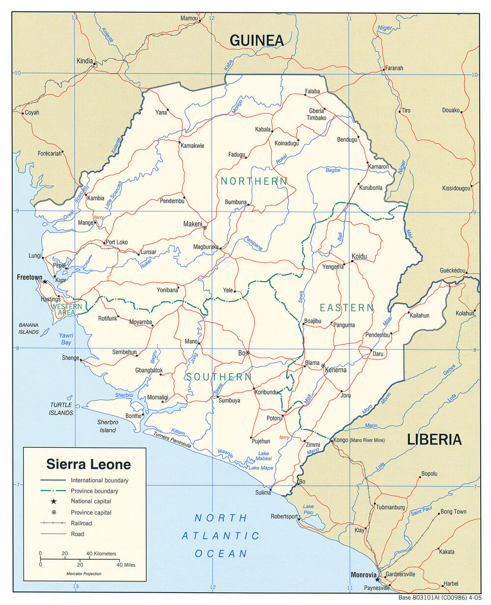 sierra leone politisch karte