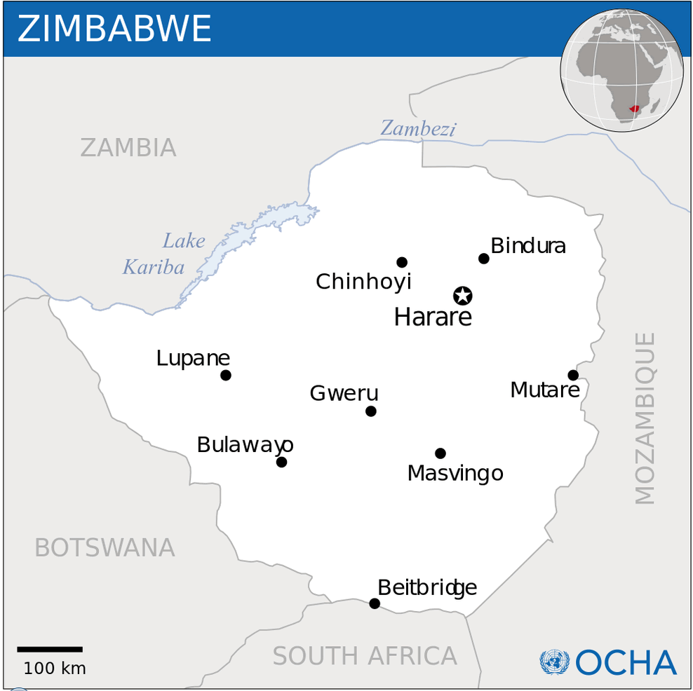 simbabwe lage karte