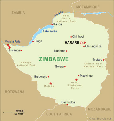 simbabwe politisch karte