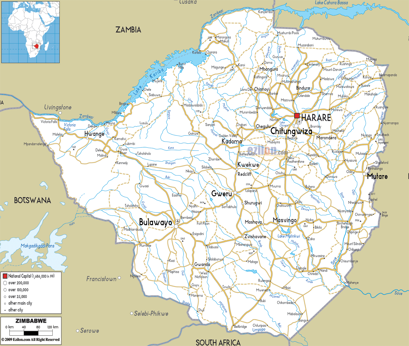 simbabwe strase karte
