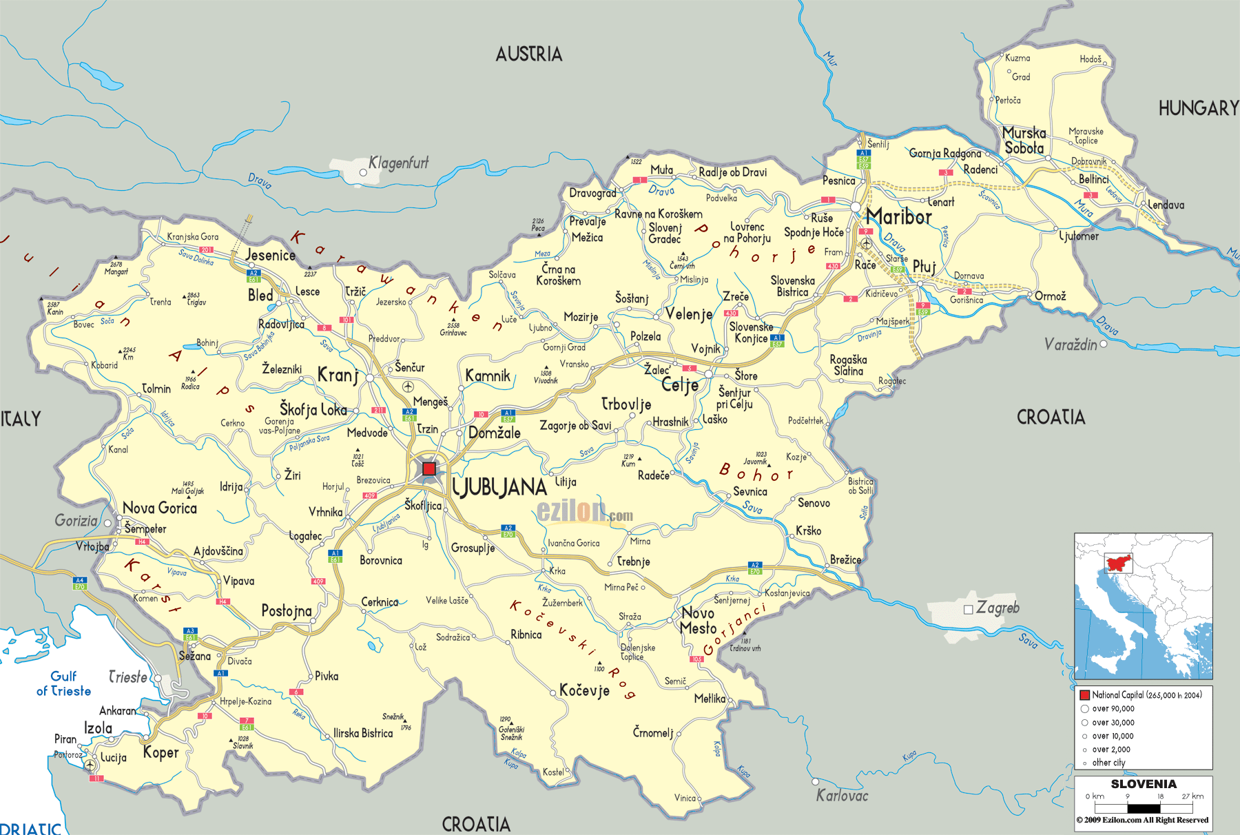 politisch karte von slowenien