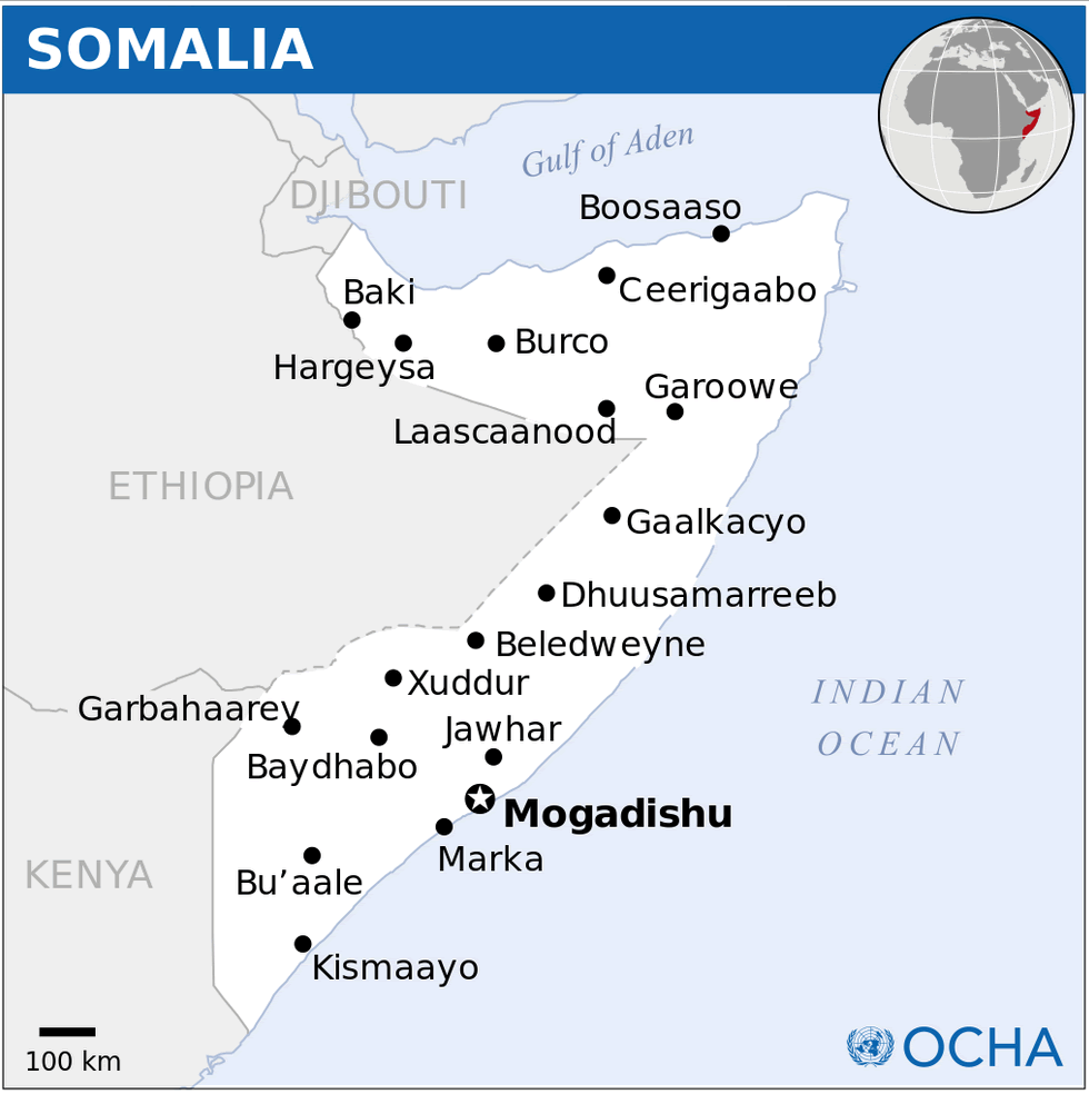 somalia lage karte