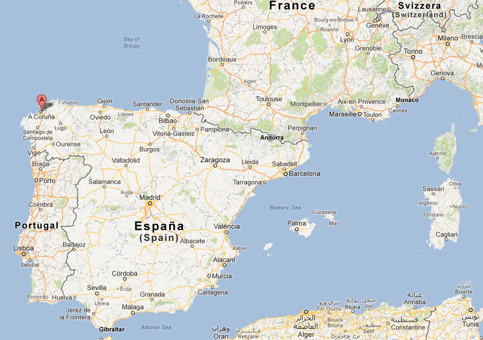 karte von La Coruna spanien