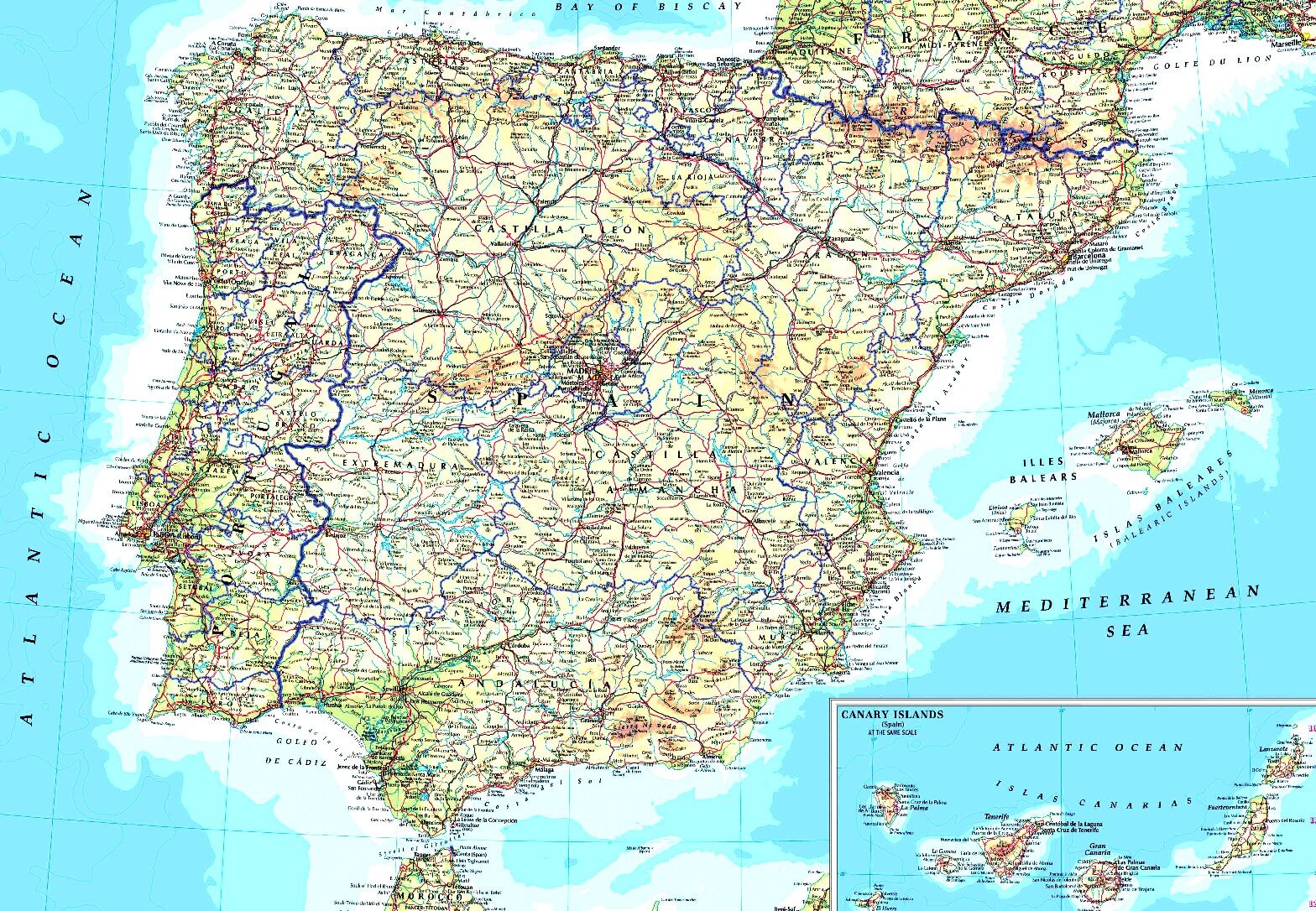 portugal spanien strase karte