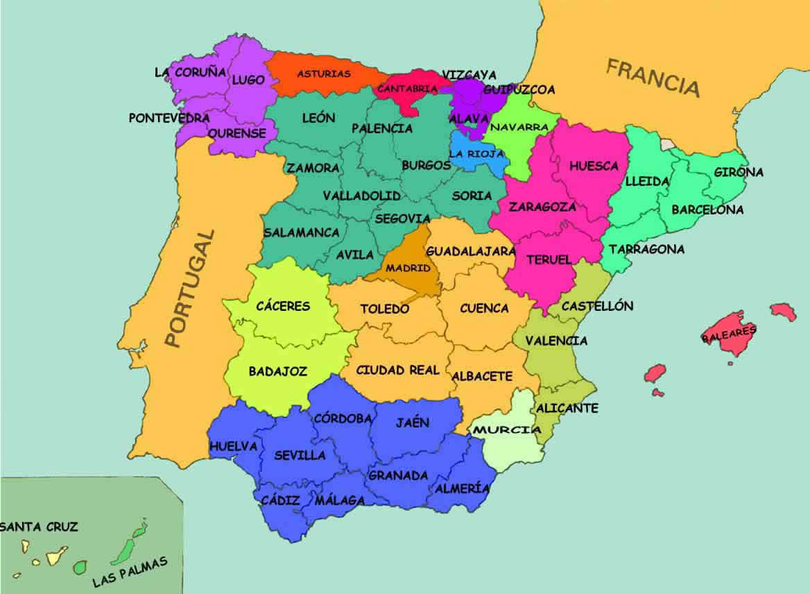 provinzen karte von spanien