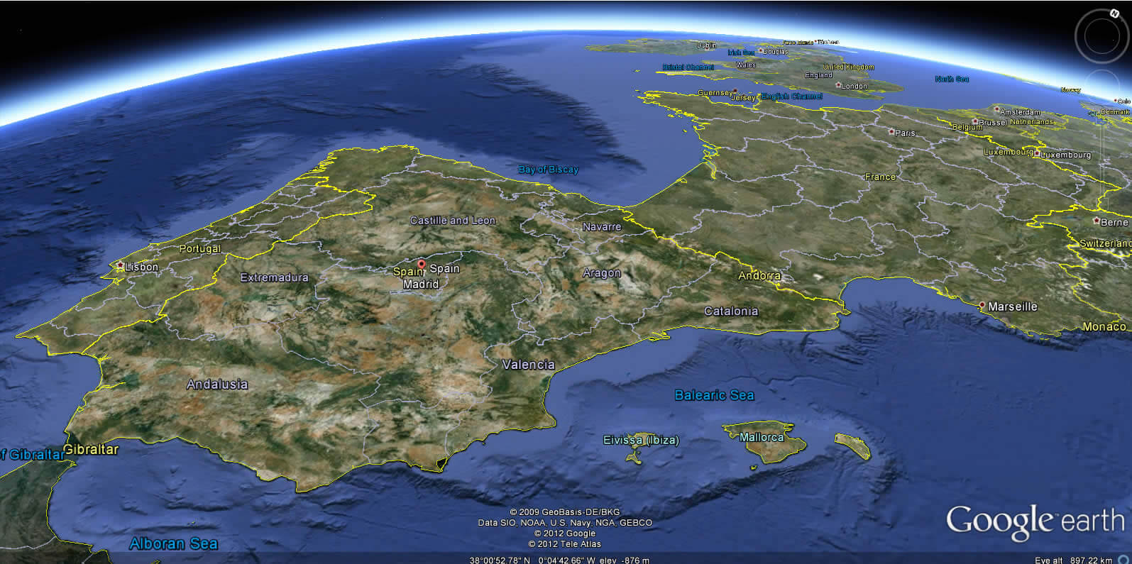 spanien Erde Map