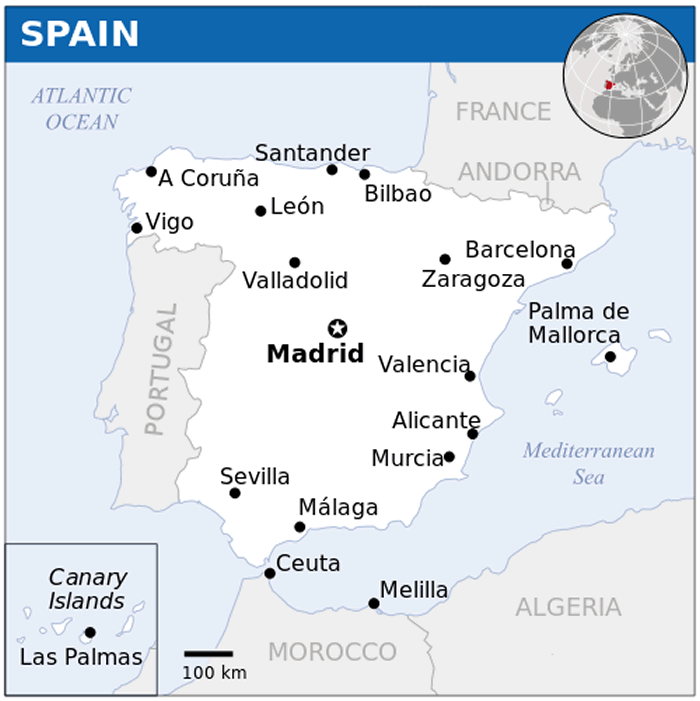 spanien lage karte