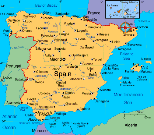 spanien stadte Map