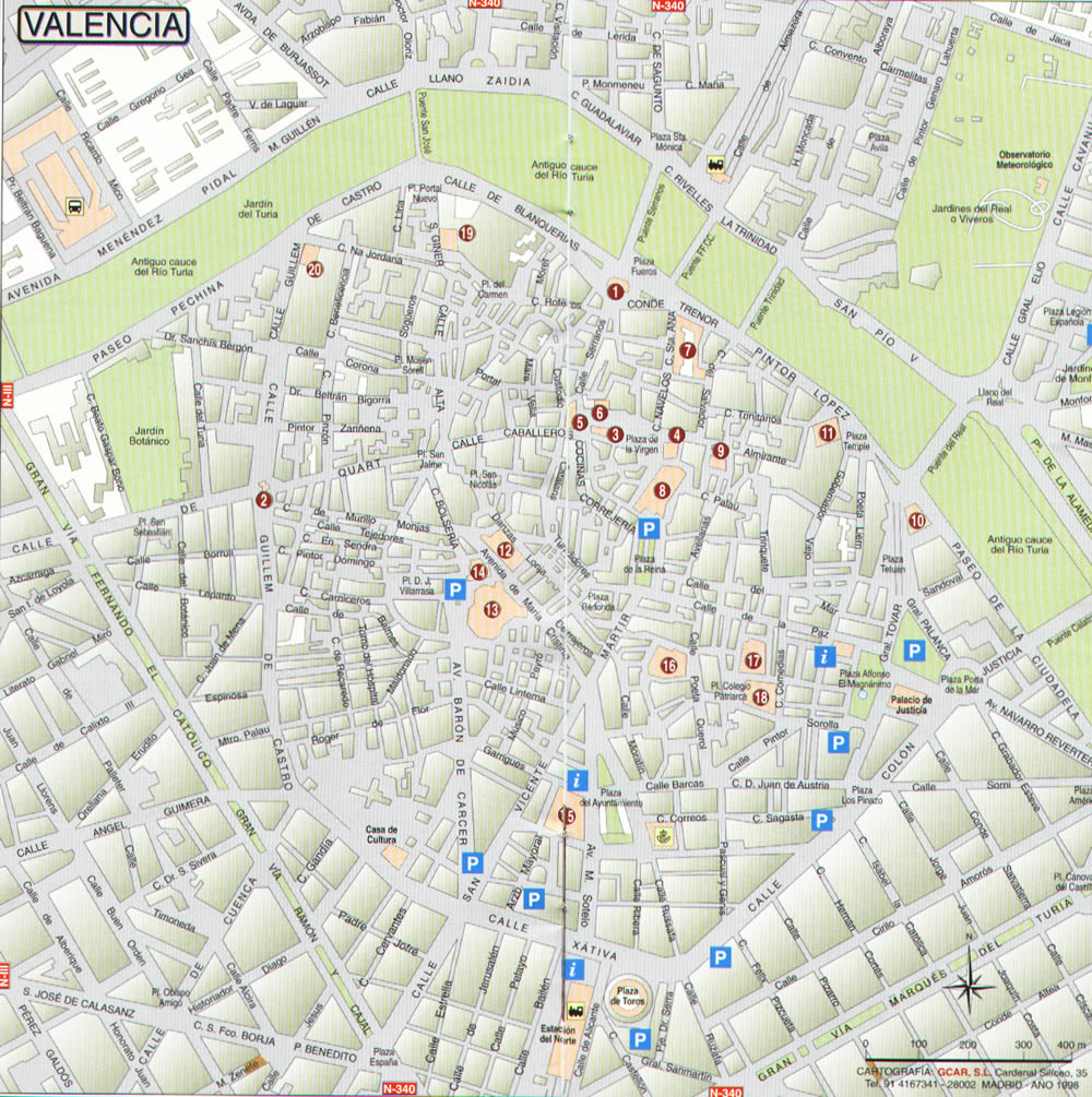 Valencia stadt center karte