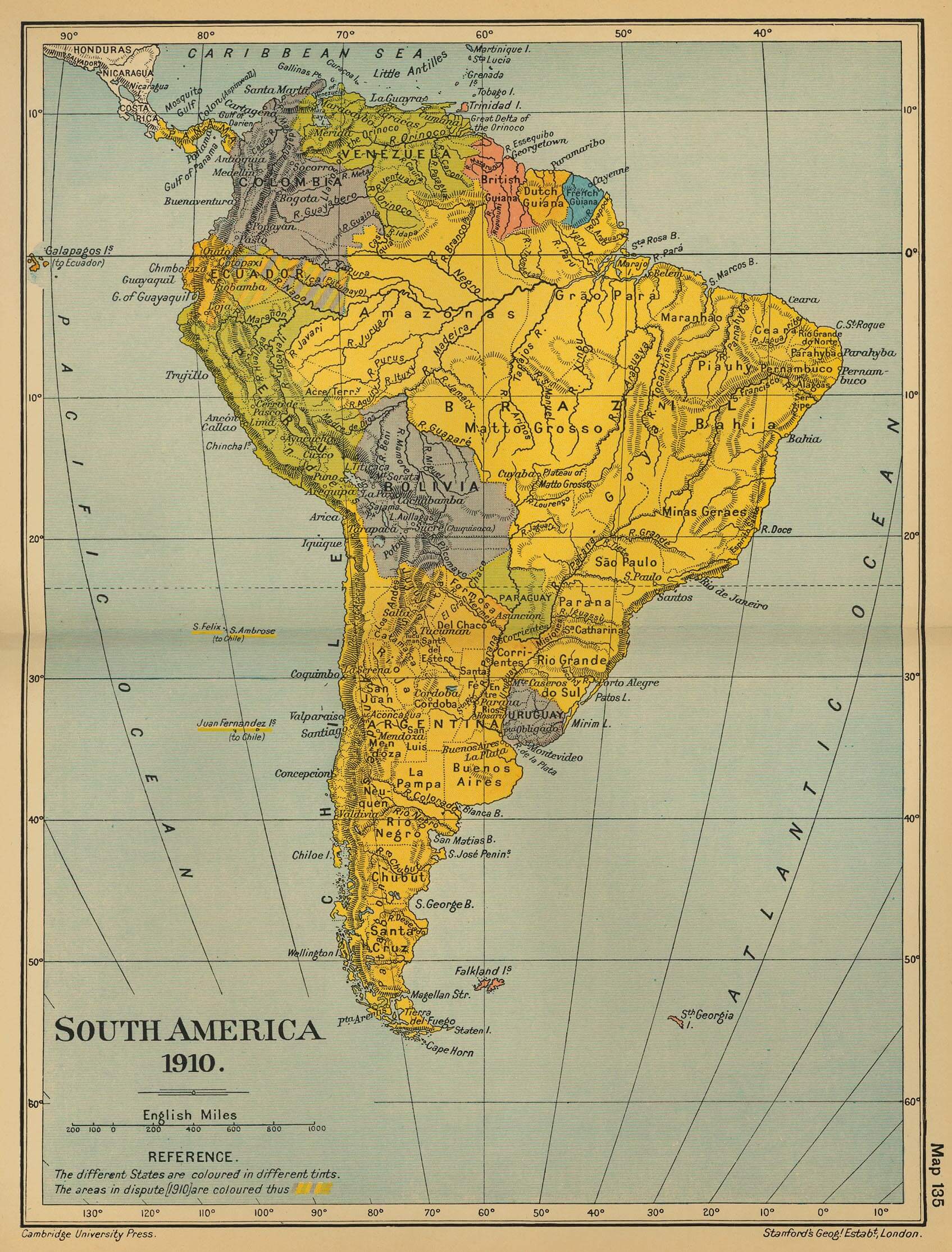sudamerika karte im 1910