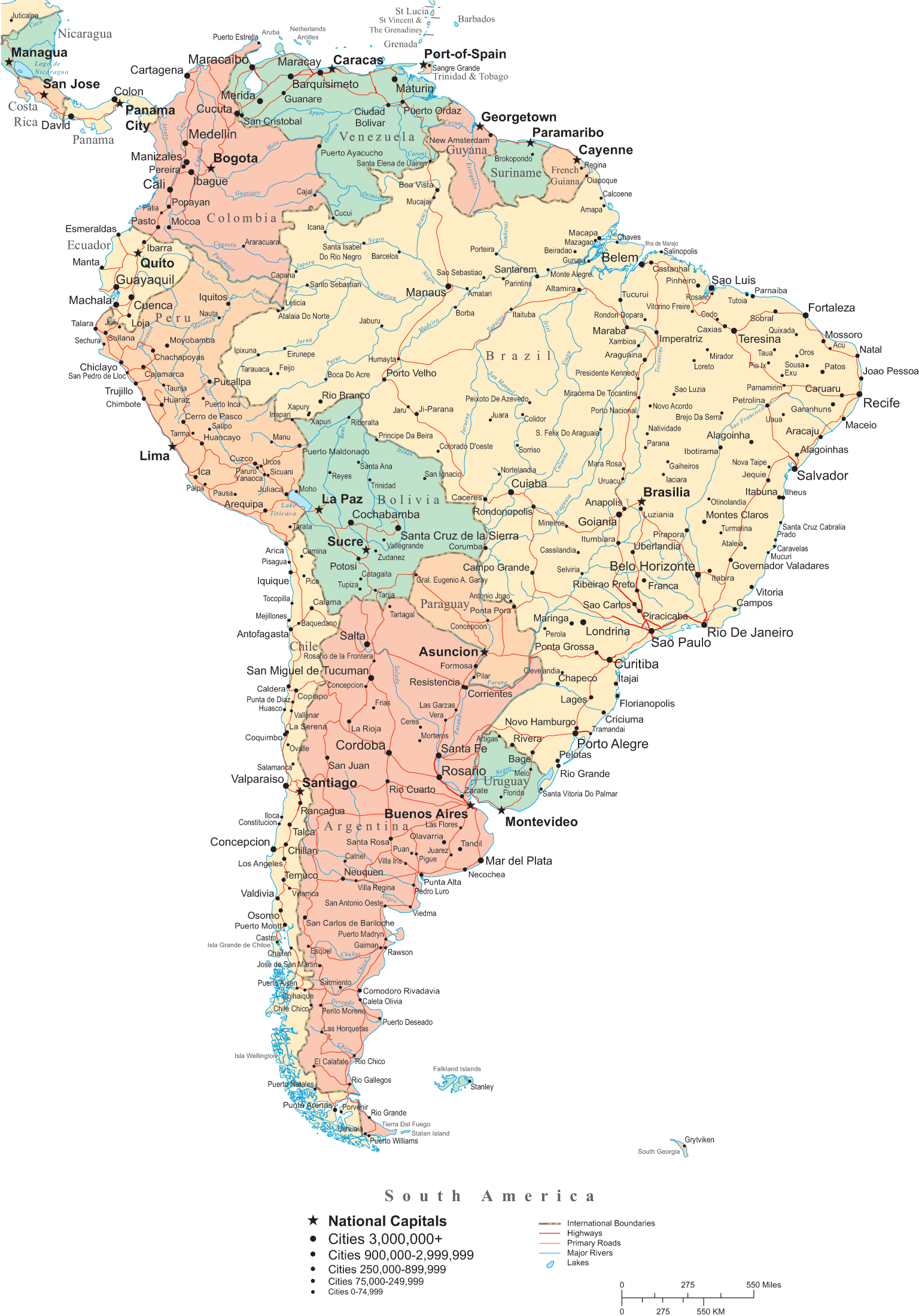 sudamerika politisch karte lander