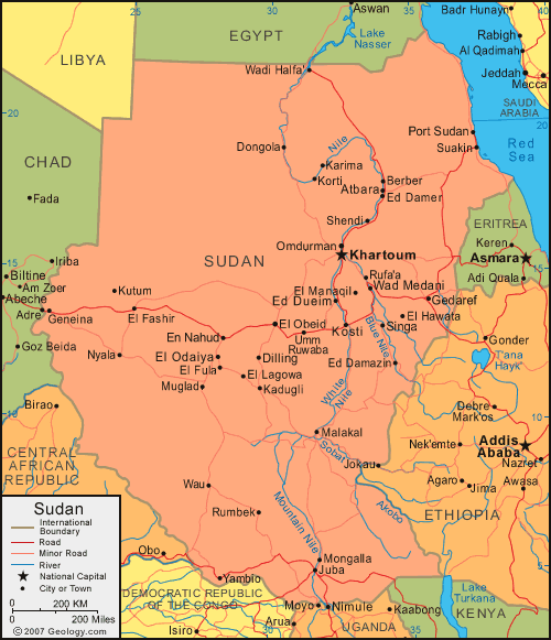 karte von Sudan