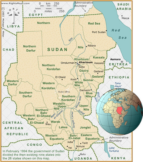 physikalisch karte von sudan
