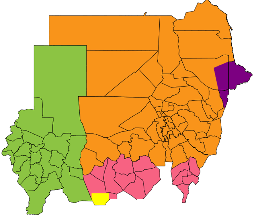 politisch regionen karte von sudan