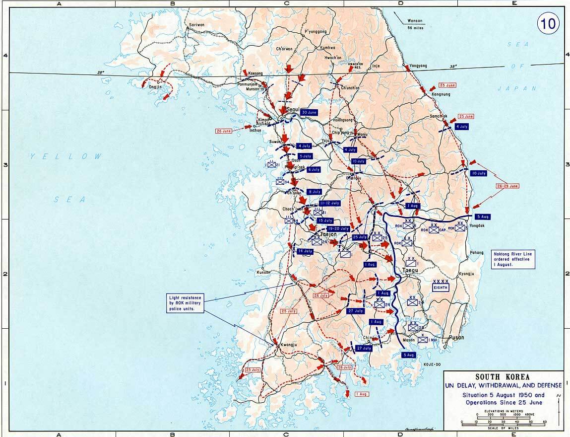 sudkorea krieg karte 1950