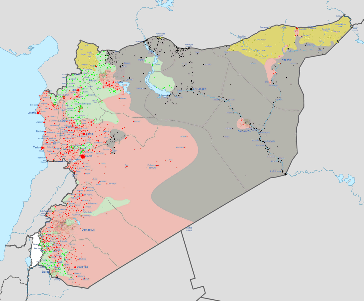 current military situation karte von syrien