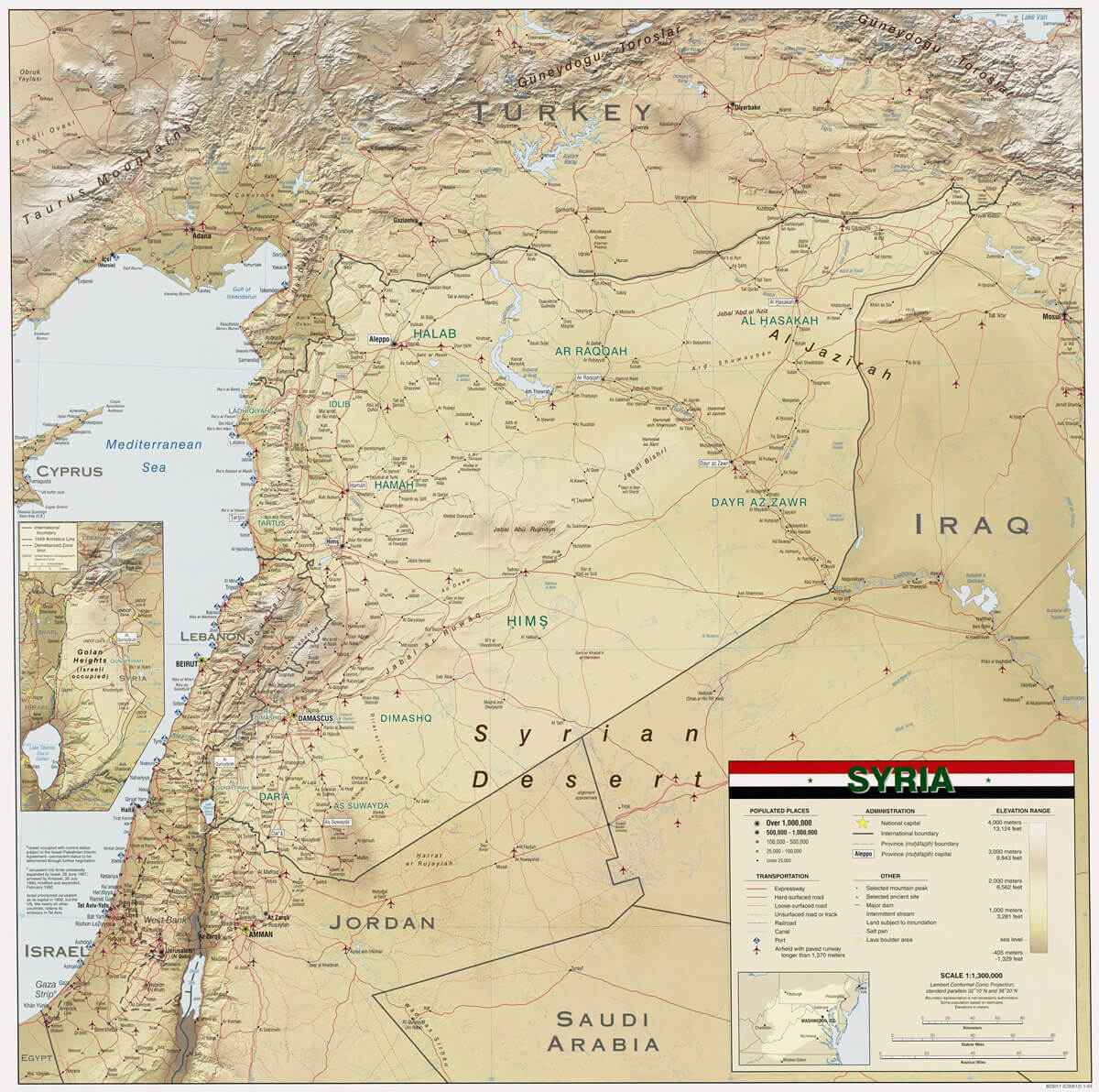 syrien physikalisch karte