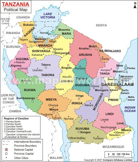 tansania politisch karte