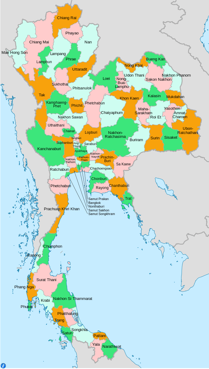 administrativ divisionen karte von thailand