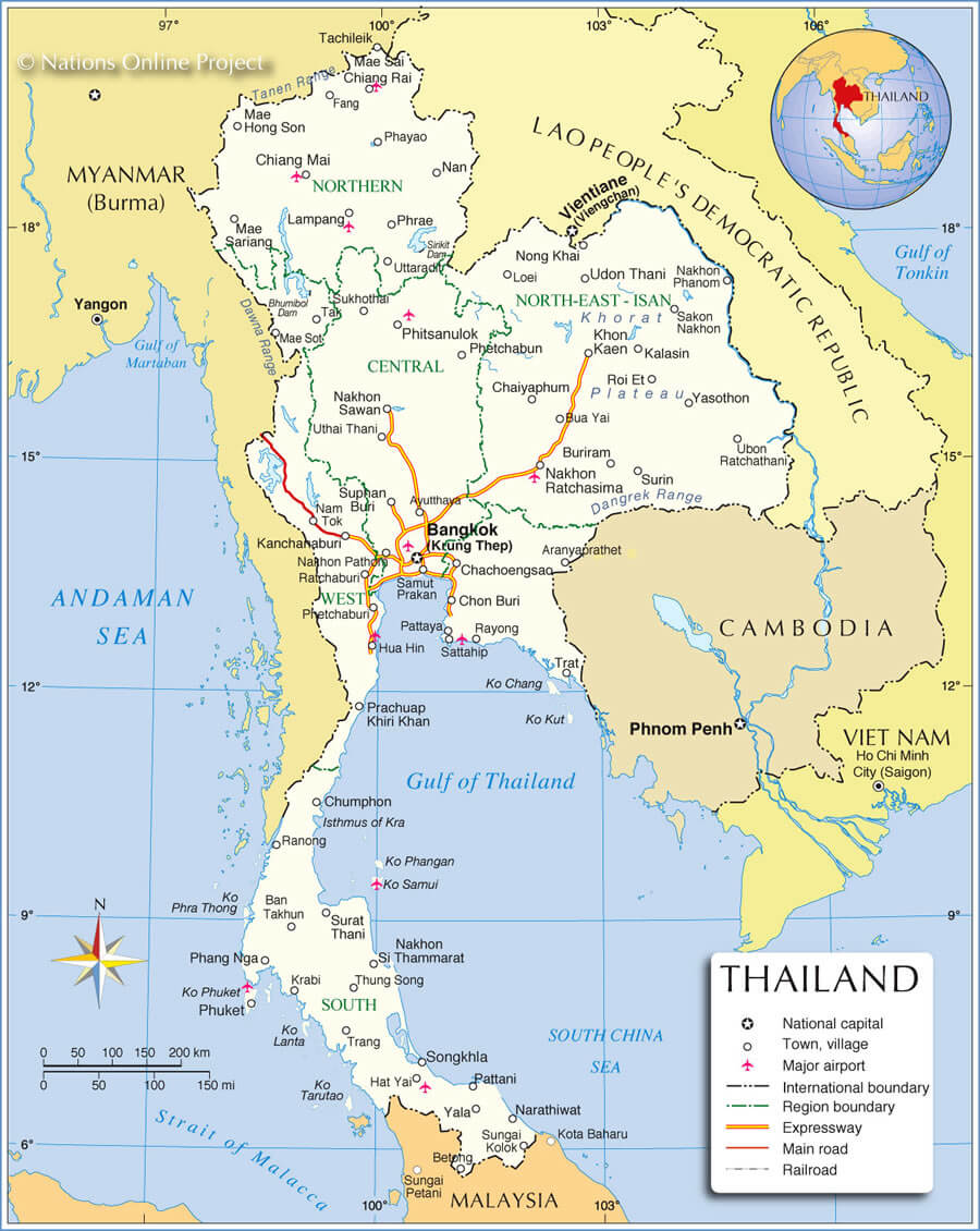 politisch karte thailand