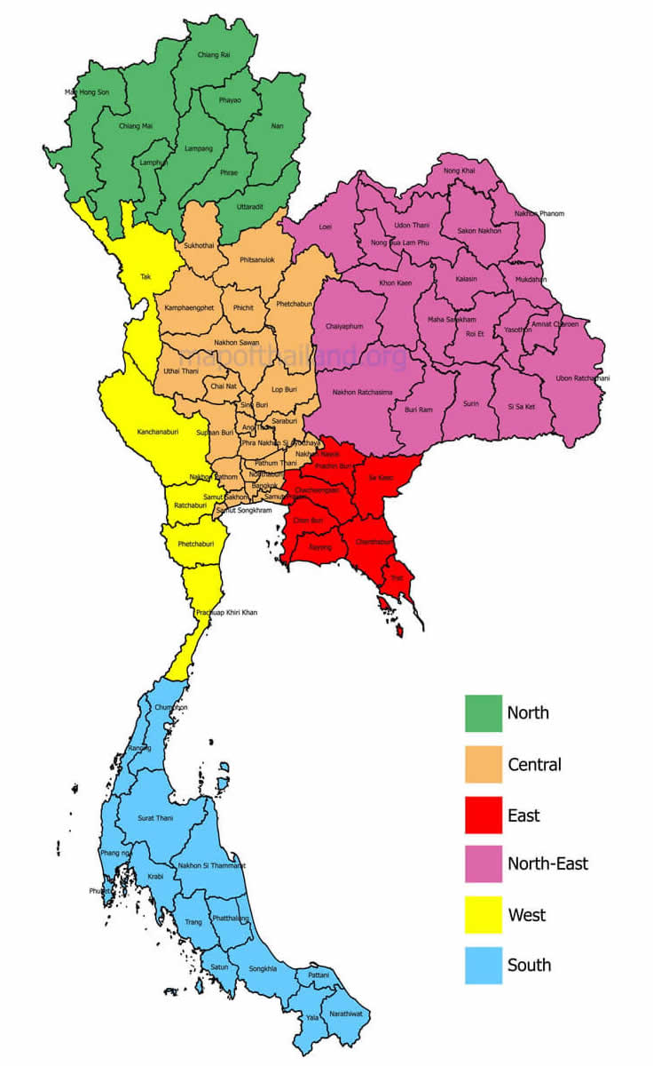 provinzen karte thailand