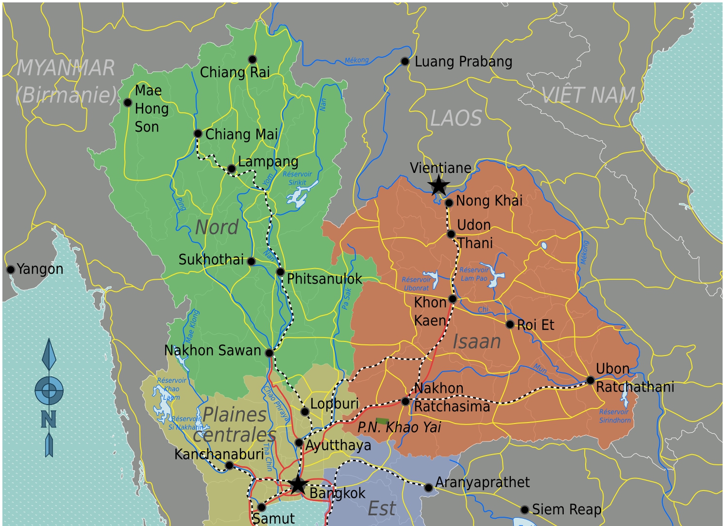 thailand regionen karte