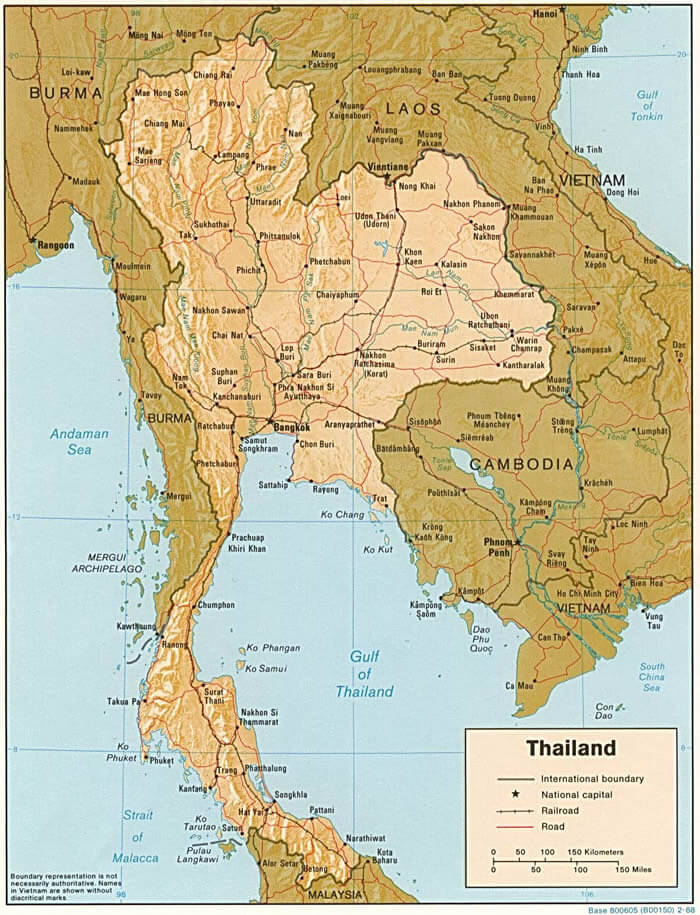 thailand physikalisch karte