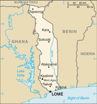 togo regionen karte