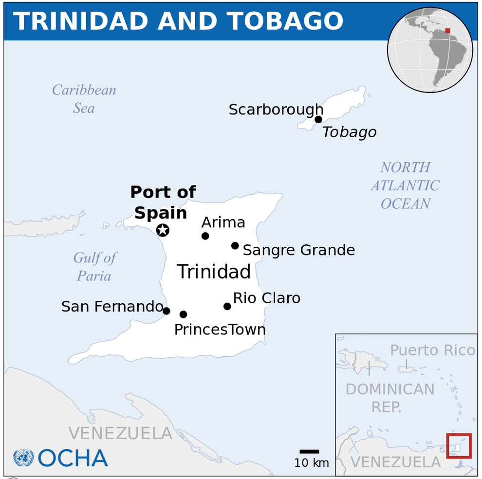 trinidad und tobago lage karte