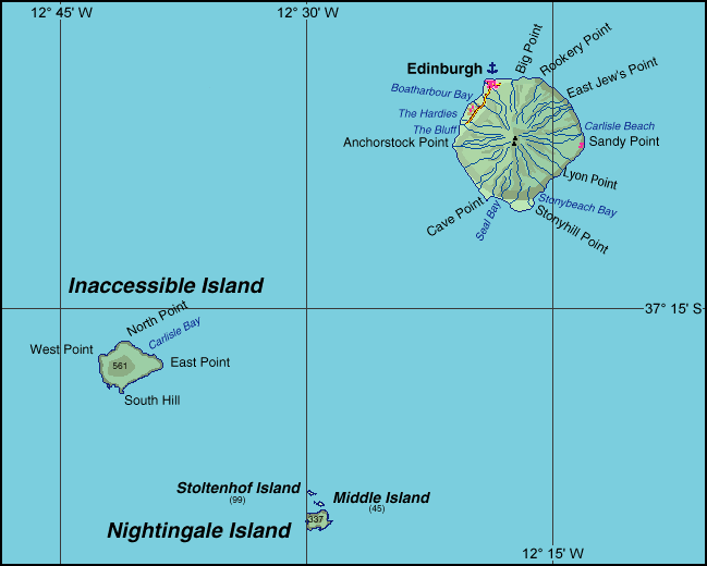 karte von Tristan da Cunha