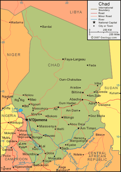karte von tschad