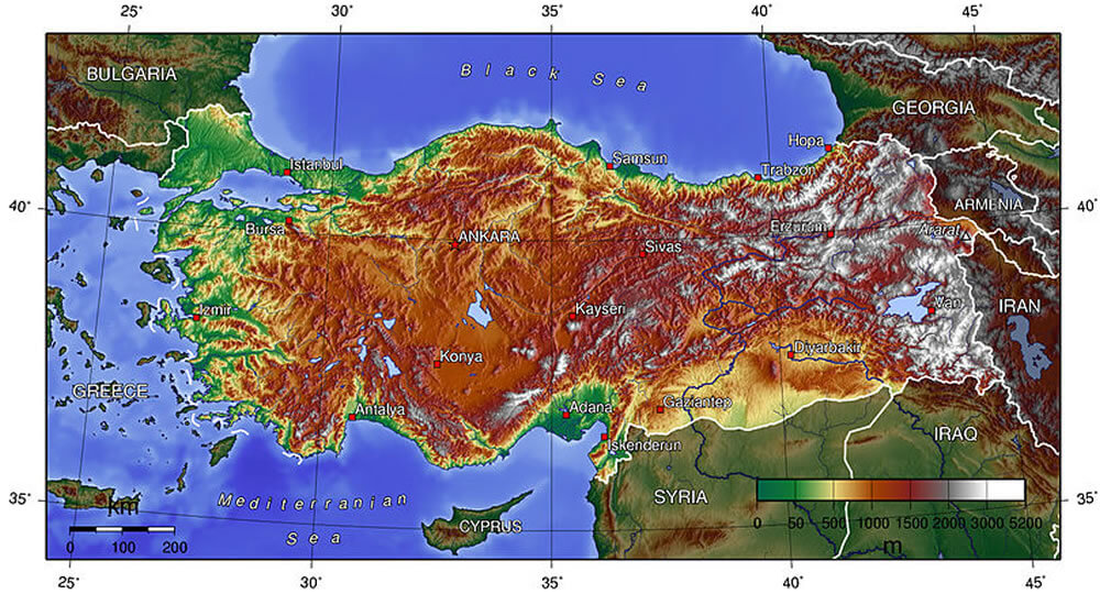 turkei topographisch karte