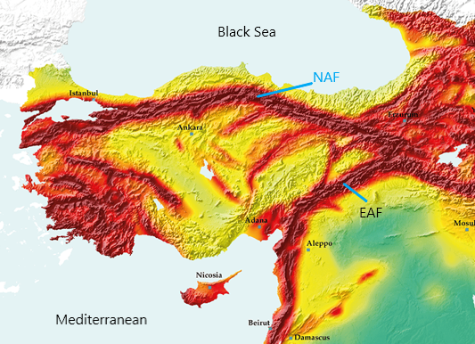 Türkei Verwerfungslinienkarte