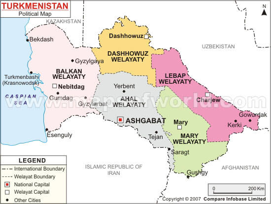 turkmenistan politisch karte
